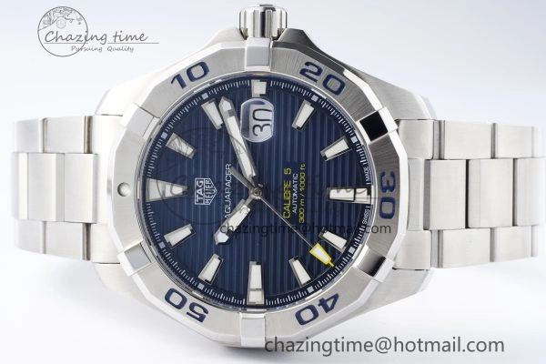 Aquaracer Calibre 5 44mm TARF 1:1 Best Edition Blue Dial SS Bezel on SS Bracelet SW Sophisticated 9659