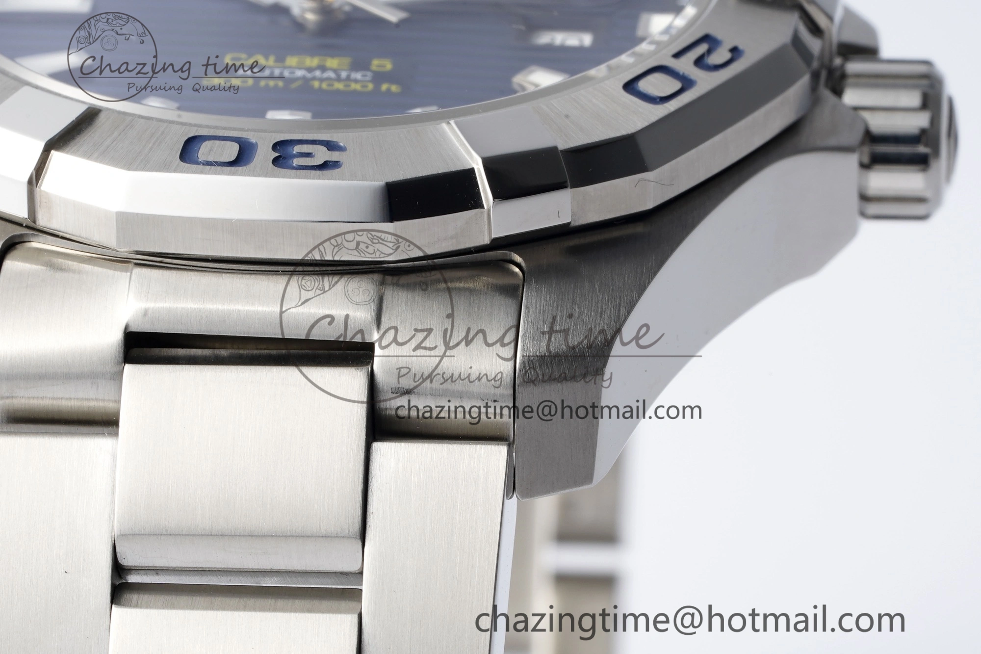 Aquaracer Calibre 5 44mm TARF 1:1 Best Edition Blue Dial SS Bezel on SS Bracelet SW Sophisticated 9659