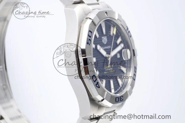 Aquaracer Calibre 5 44mm TARF 1:1 Best Edition Blue Dial SS Bezel on SS Bracelet SW Sophisticated 9659
