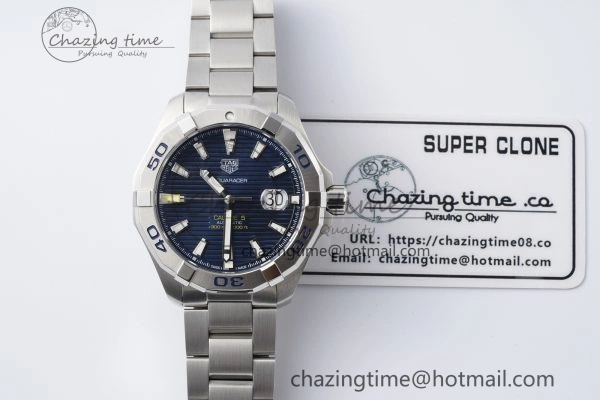 Aquaracer Calibre 5 44mm TARF 1:1 Best Edition Blue Dial SS Bezel on SS Bracelet SW Sophisticated 9659