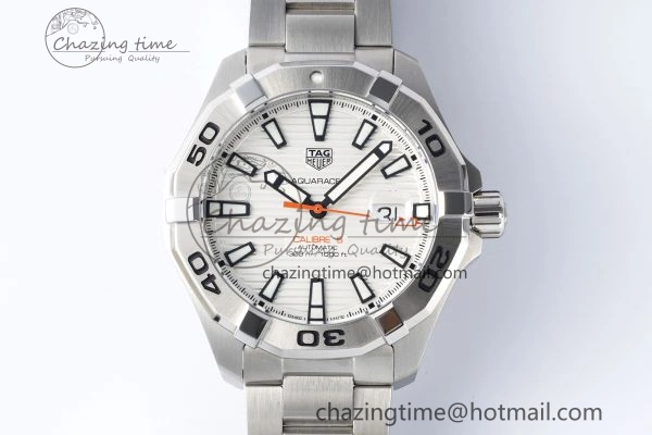 Contemporary Aquaracer Calibre 5 44mm TARF 1:1 Best Edition White Dial SS Bezel on SS Bracelet SW 9682