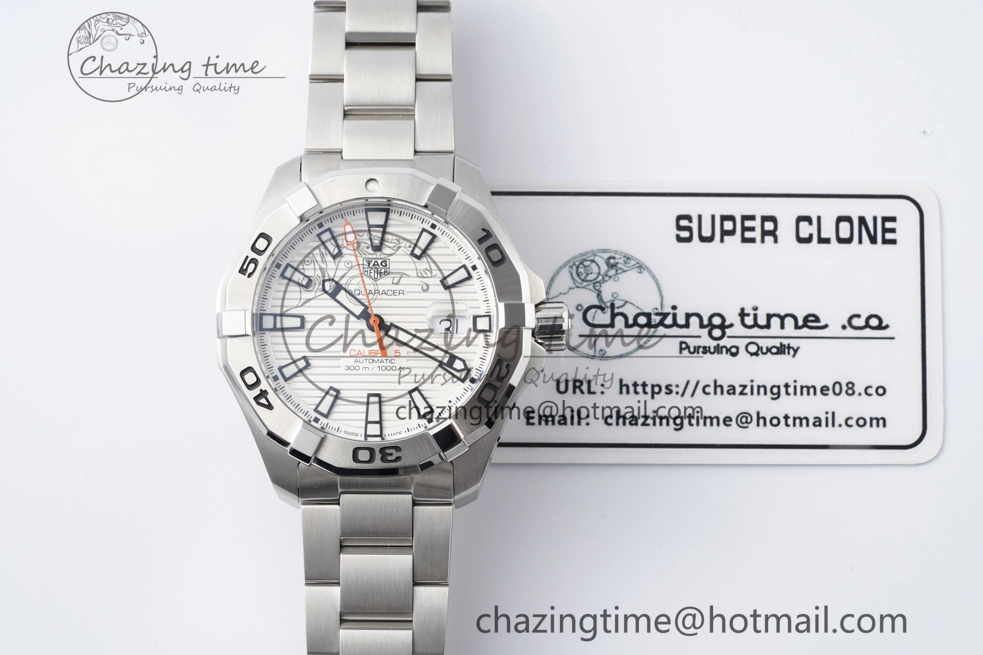 Contemporary Aquaracer Calibre 5 44mm TARF 1:1 Best Edition White Dial SS Bezel on SS Bracelet SW 9682