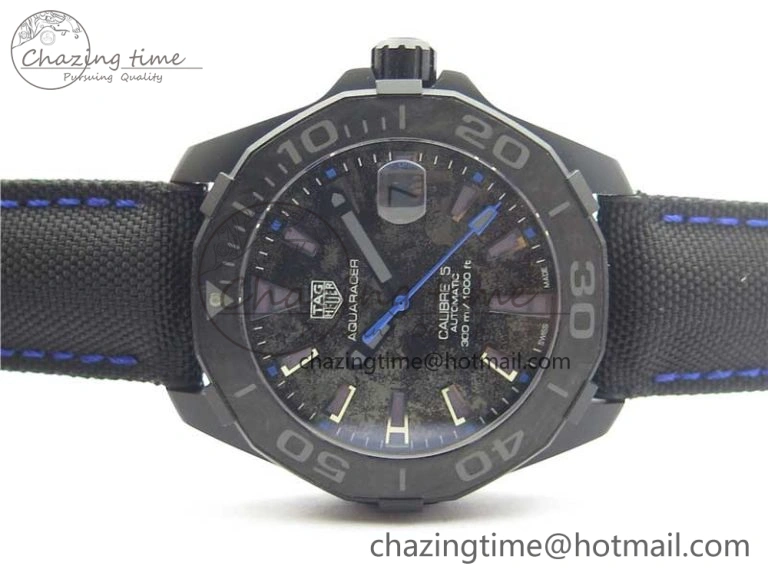 Aquaracer Calibre 5 Blue Carbon TBF 1:1 Best Edition Carbon Dial on Nylon Strap A Upgraded 9676