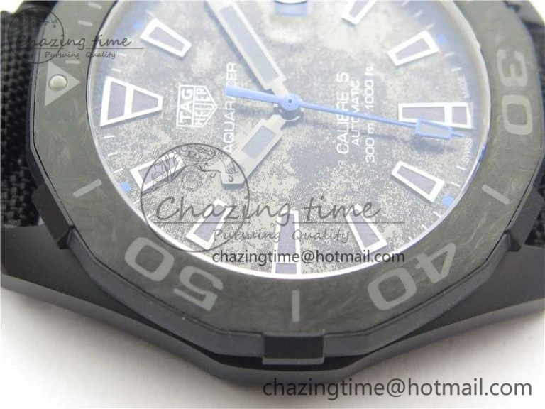 Aquaracer Calibre 5 Blue Carbon TBF 1:1 Best Edition Carbon Dial on Nylon Strap A Upgraded 9676