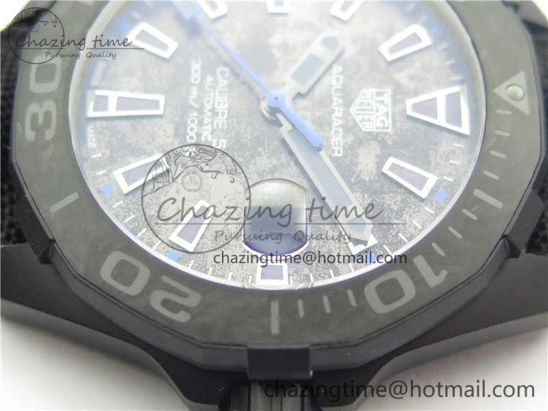 Aquaracer Calibre 5 Blue Carbon TBF 1:1 Best Edition Carbon Dial on Nylon Strap A Upgraded 9676