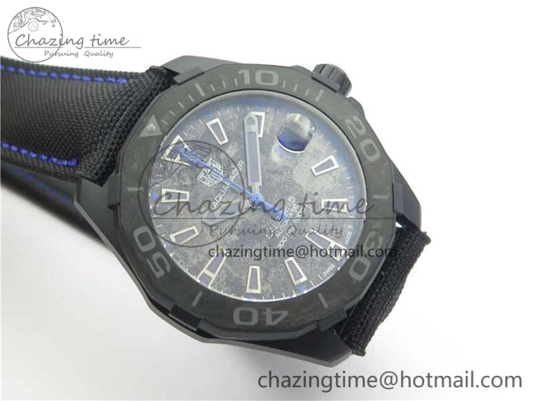 Aquaracer Calibre 5 Blue Carbon TBF 1:1 Best Edition Carbon Dial on Nylon Strap A Upgraded 9676