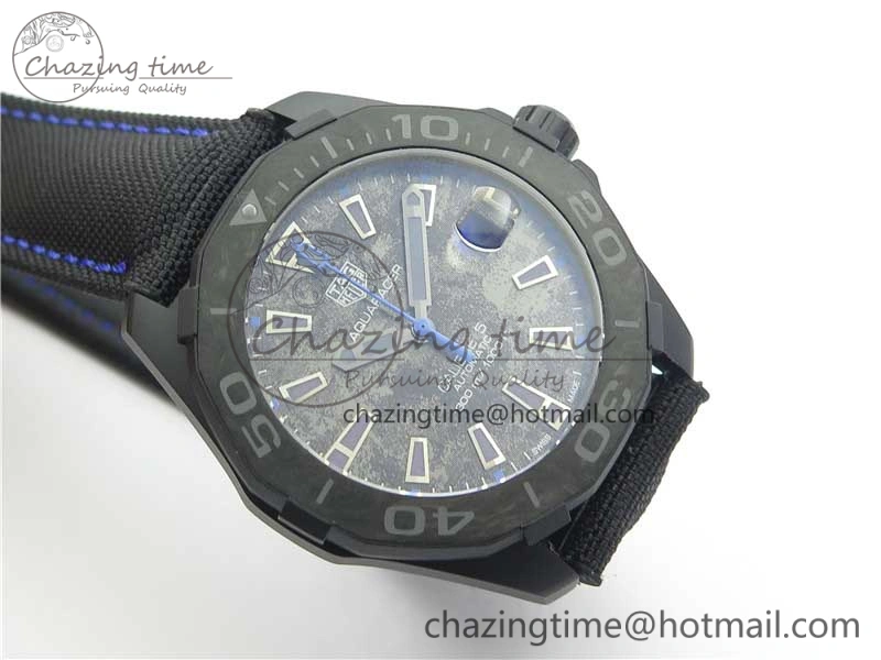 Aquaracer Calibre 5 Blue Carbon TBF 1:1 Best Edition Carbon Dial on Nylon Strap A Upgraded 9676