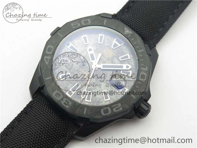 Aquaracer Calibre 5 Gold Carbon TBF 1:1 Best Edition Carbon Dial on Nylon Strap A Premium 9675