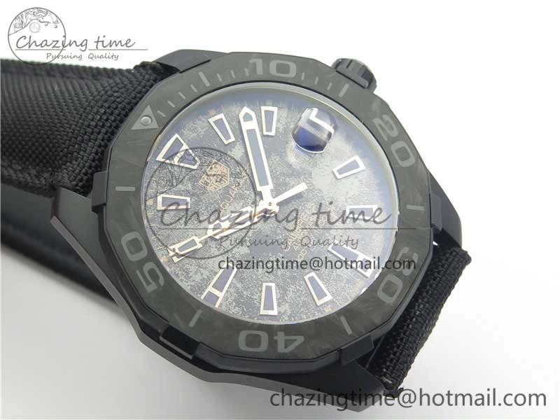 Aquaracer Calibre 5 Gold Carbon TBF 1:1 Best Edition Carbon Dial on Nylon Strap A Premium 9675