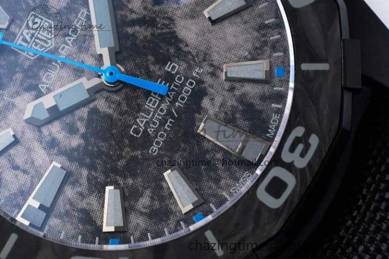 Reliable Aquaracer Calibre 5 PVD 41mm TARF 1:1 Best Edition Carbon Blue Dial on Black Nylon Strap SW 9655
