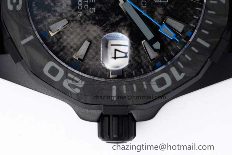 Reliable Aquaracer Calibre 5 PVD 41mm TARF 1:1 Best Edition Carbon Blue Dial on Black Nylon Strap SW 9655