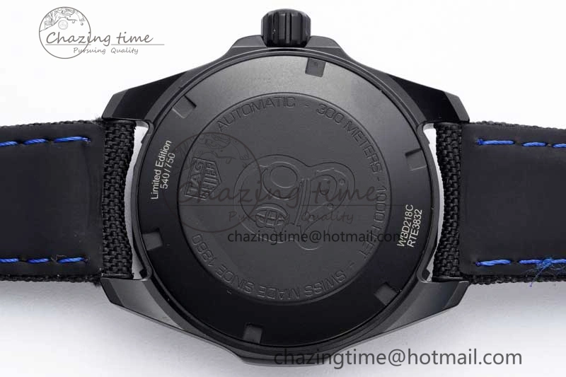 Reliable Aquaracer Calibre 5 PVD 41mm TARF 1:1 Best Edition Carbon Blue Dial on Black Nylon Strap SW 9655