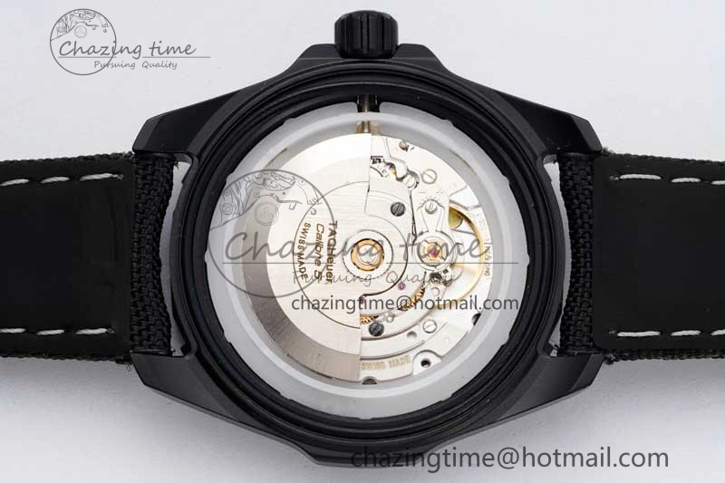 Aquaracer Calibre 5 PVD 41mm TARF 1:1 Best Edition Carbon RG Dial on Black Nylon Strap SW TechFriendly 9654