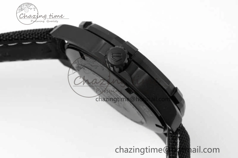 Aquaracer Calibre 5 PVD 41mm TARF 1:1 Best Edition Carbon RG Dial on Black Nylon Strap SW TechFriendly 9654