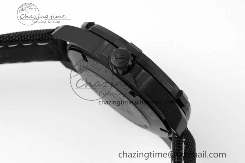 Aquaracer Calibre 5 PVD 41mm TARF 1:1 Best Edition Carbon RG Dial on Black Nylon Strap SW TechFriendly 9654