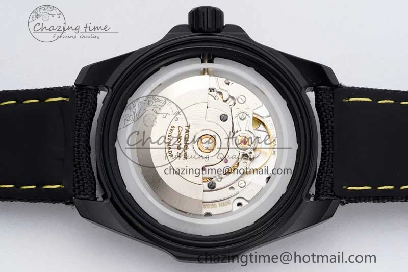 Thermal Aquaracer Calibre 5 PVD 41mm TARF 1:1 Best Edition Carbon Yellow Dial on Black Nylon Strap SW 9660
