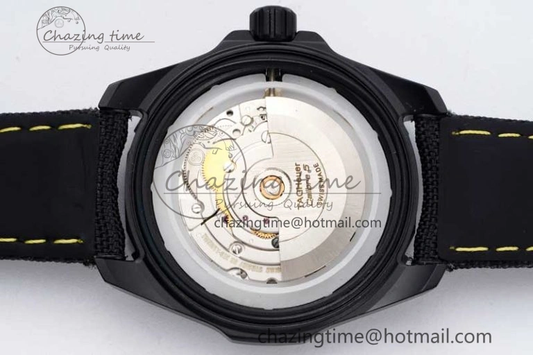 Thermal Aquaracer Calibre 5 PVD 41mm TARF 1:1 Best Edition Carbon Yellow Dial on Black Nylon Strap SW 9660