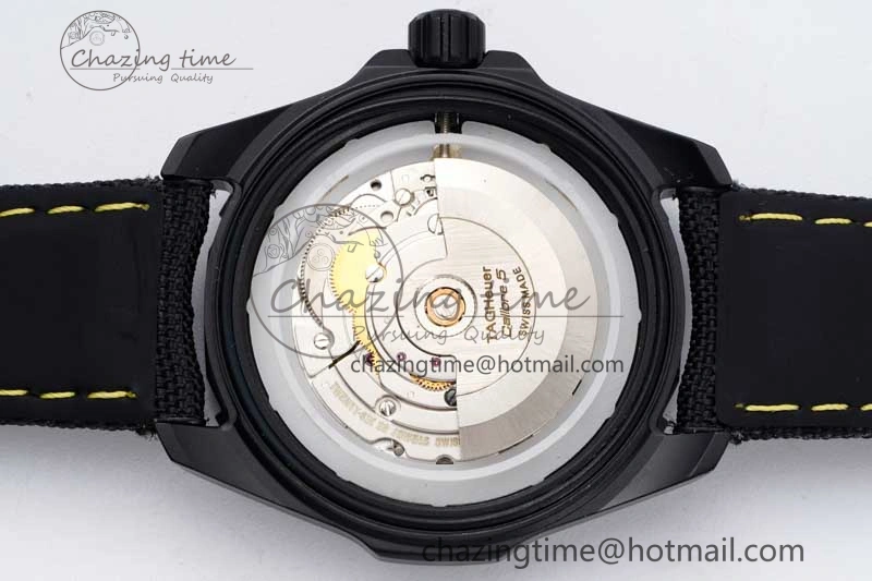 Thermal Aquaracer Calibre 5 PVD 41mm TARF 1:1 Best Edition Carbon Yellow Dial on Black Nylon Strap SW 9660