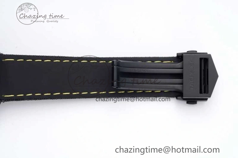 Thermal Aquaracer Calibre 5 PVD 41mm TARF 1:1 Best Edition Carbon Yellow Dial on Black Nylon Strap SW 9660