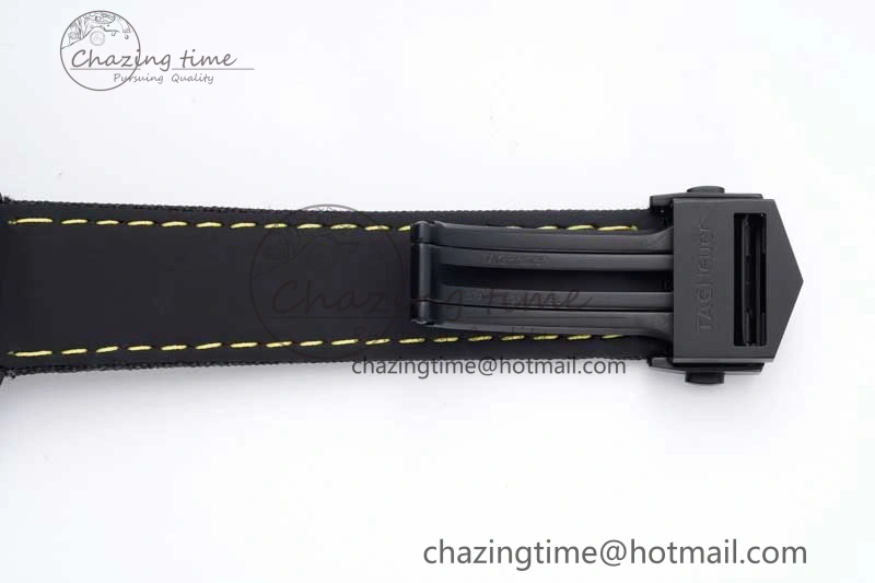 Thermal Aquaracer Calibre 5 PVD 41mm TARF 1:1 Best Edition Carbon Yellow Dial on Black Nylon Strap SW 9660