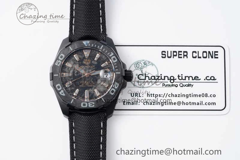 Thermal Aquaracer Calibre 5 PVD 41mm TARF 1:1 Best Edition Carbon Yellow Dial on Black Nylon Strap SW 9660