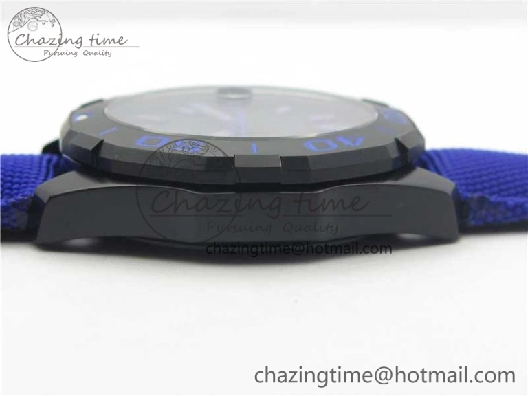 Compact Aquaracer Calibre 5 PVD 43mm V6F 1:1 Best Edition Black Blue Dial on Blue Nylon Strap A 9681