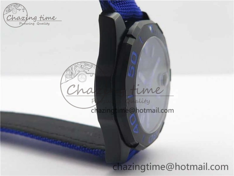 Compact Aquaracer Calibre 5 PVD 43mm V6F 1:1 Best Edition Black Blue Dial on Blue Nylon Strap A 9681