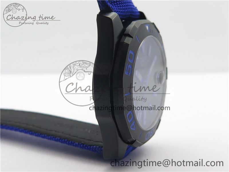 Compact Aquaracer Calibre 5 PVD 43mm V6F 1:1 Best Edition Black Blue Dial on Blue Nylon Strap A 9681