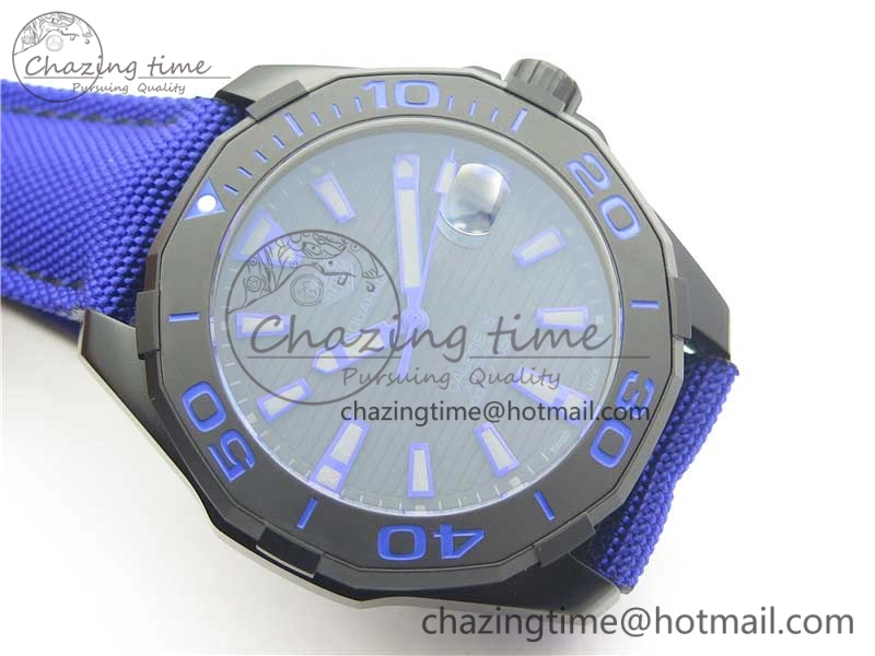 Compact Aquaracer Calibre 5 PVD 43mm V6F 1:1 Best Edition Black Blue Dial on Blue Nylon Strap A 9681