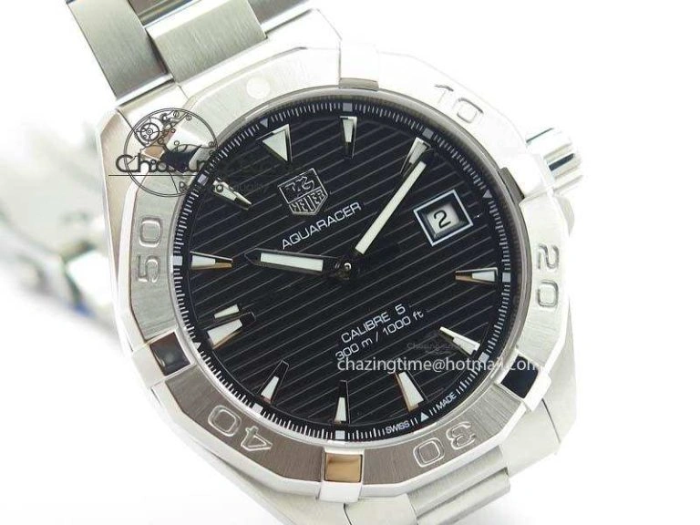 Modern Aquaracer Calibre 5 SS 1:1 Best Edition Black Dial On SS Bracelet A 9706