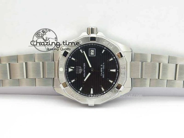 Modern Aquaracer Calibre 5 SS 1:1 Best Edition Black Dial On SS Bracelet A 9706