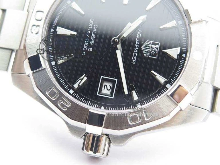 Modern Aquaracer Calibre 5 SS 1:1 Best Edition Black Dial On SS Bracelet A 9706