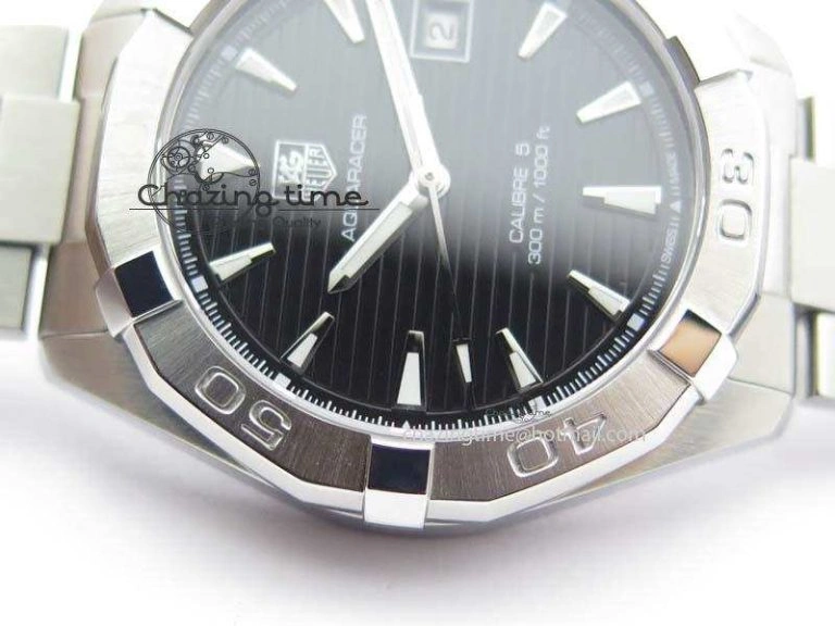 Modern Aquaracer Calibre 5 SS 1:1 Best Edition Black Dial On SS Bracelet A 9706