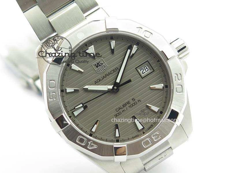 Resilient Aquaracer Calibre 5 SS 1:1 Best Edition Gray Dial On SS Bracelet A 9703