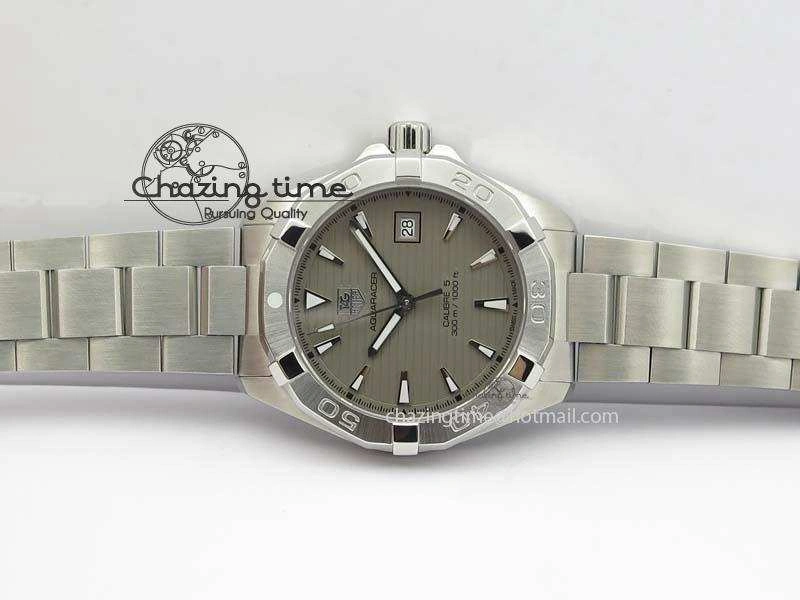Resilient Aquaracer Calibre 5 SS 1:1 Best Edition Gray Dial On SS Bracelet A 9703