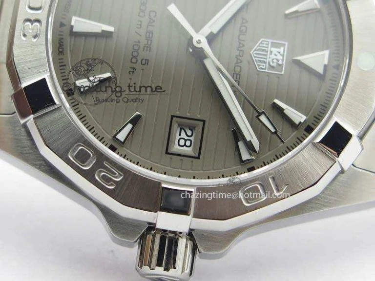 Resilient Aquaracer Calibre 5 SS 1:1 Best Edition Gray Dial On SS Bracelet A 9703