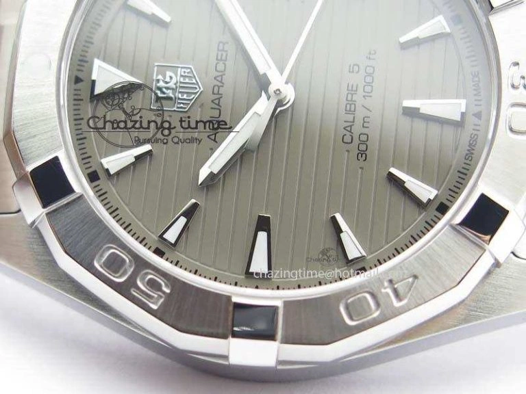 Resilient Aquaracer Calibre 5 SS 1:1 Best Edition Gray Dial On SS Bracelet A 9703