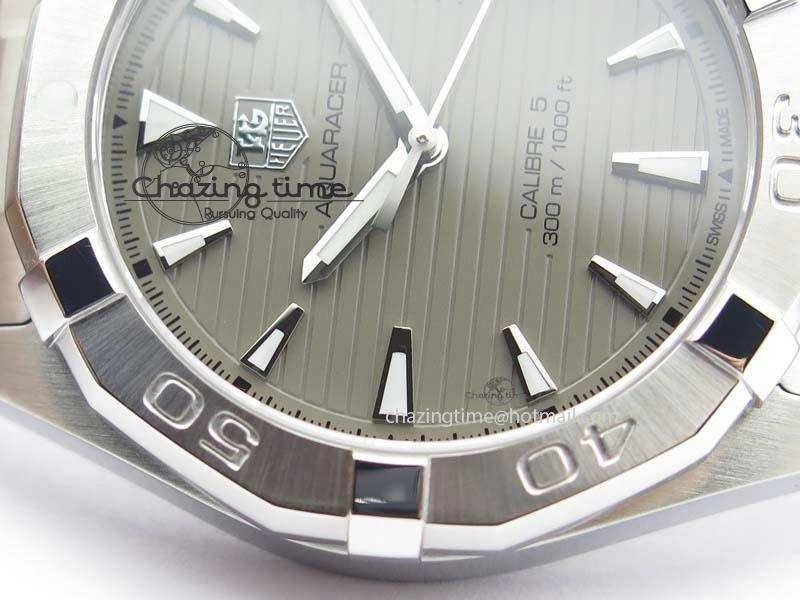 Resilient Aquaracer Calibre 5 SS 1:1 Best Edition Gray Dial On SS Bracelet A 9703