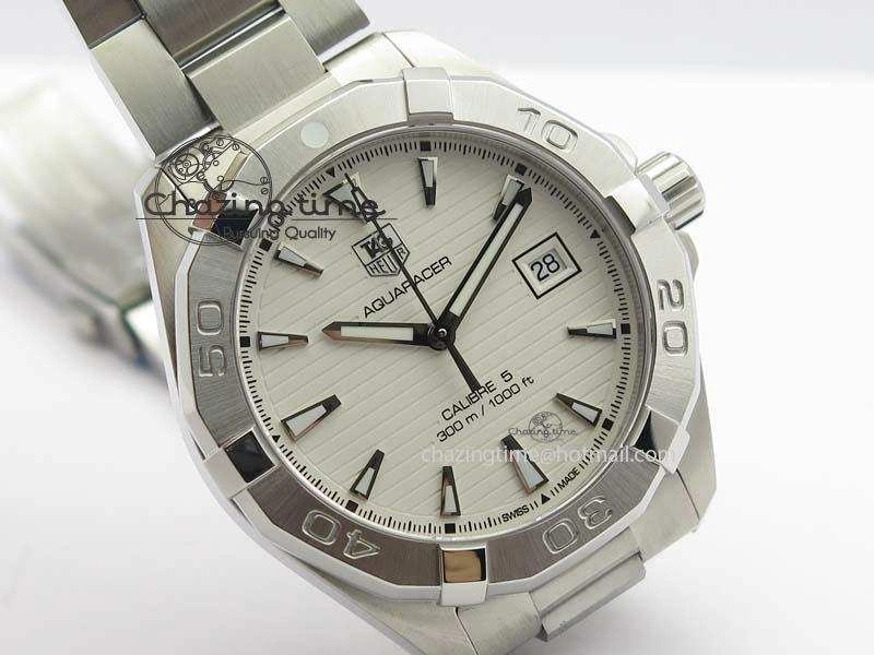 Aquaracer Calibre 5 SS 1:1 Best Edition White Dial On SS Bracelet A Tailored 9701