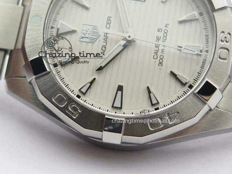 Aquaracer Calibre 5 SS 1:1 Best Edition White Dial On SS Bracelet A Tailored 9701