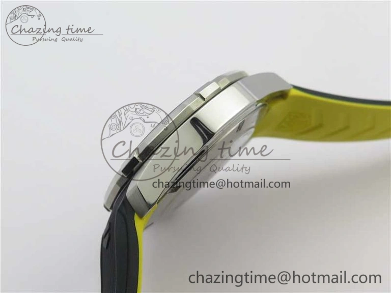 Fashionable Aquaracer Calibre 5 SS 43mm V6F 1:1 Best Edition Black Dial 2 Yellow Line on Black Rubber Strap A 9671