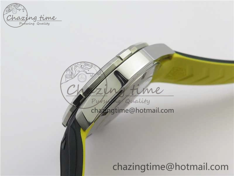 Fashionable Aquaracer Calibre 5 SS 43mm V6F 1:1 Best Edition Black Dial 2 Yellow Line on Black Rubber Strap A 9671