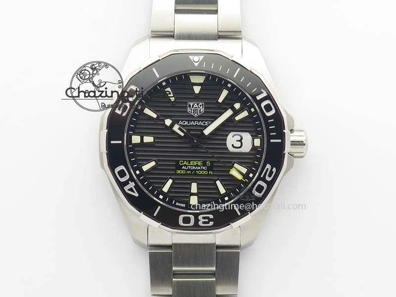 Aquaracer Calibre 5 SS MKF 1:1 Best Edition Black Textured Dial Ceramic Bezel On SS Bracelet A HighPerformance 9700