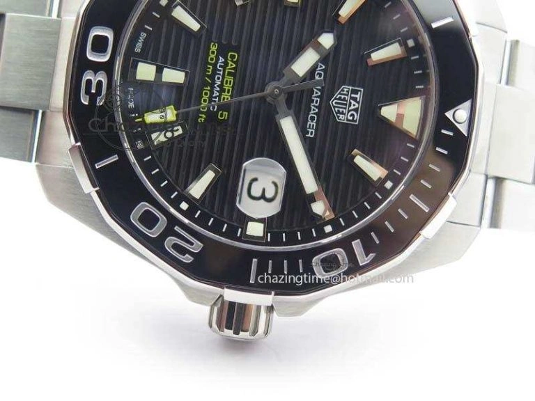 Aquaracer Calibre 5 SS MKF 1:1 Best Edition Black Textured Dial Ceramic Bezel On SS Bracelet A HighPerformance 9700