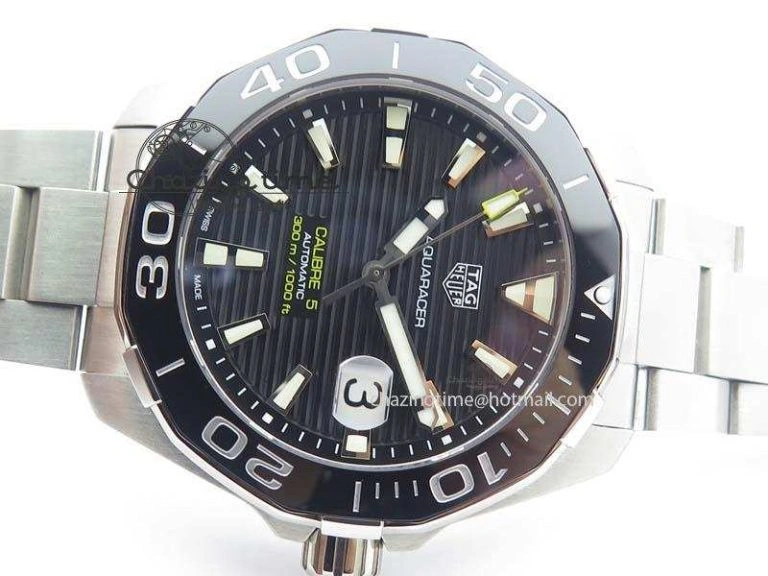 Aquaracer Calibre 5 SS MKF 1:1 Best Edition Black Textured Dial Ceramic Bezel On SS Bracelet A HighPerformance 9700