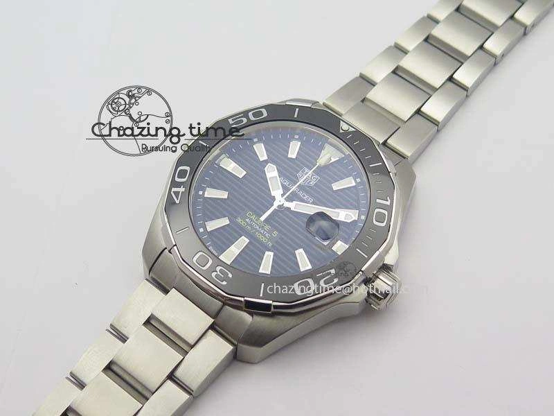 Aquaracer Calibre 5 SS MKF 1:1 Best Edition Black Textured Dial Ceramic Bezel On SS Bracelet A HighPerformance 9700