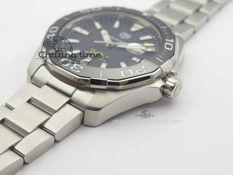 Aquaracer Calibre 5 SS MKF 1:1 Best Edition Black Textured Dial Ceramic Bezel On SS Bracelet A HighPerformance 9700