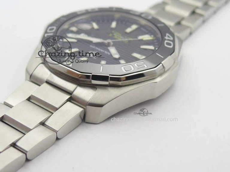 Aquaracer Calibre 5 SS MKF 1:1 Best Edition Black Textured Dial Ceramic Bezel On SS Bracelet A HighPerformance 9700