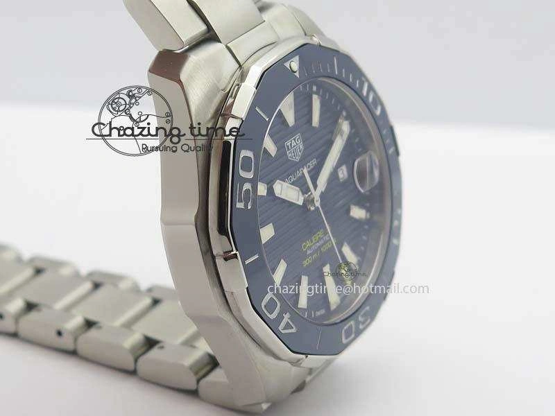Aquaracer Calibre 5 SS MKF 1:1 Best Edition Blue Textured Dial Ceramic Bezel On SS Bracelet A TimelessDesign 9699