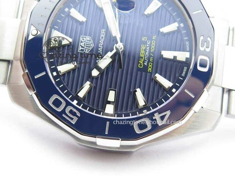 Aquaracer Calibre 5 SS MKF 1:1 Best Edition Blue Textured Dial Ceramic Bezel On SS Bracelet A TimelessDesign 9699